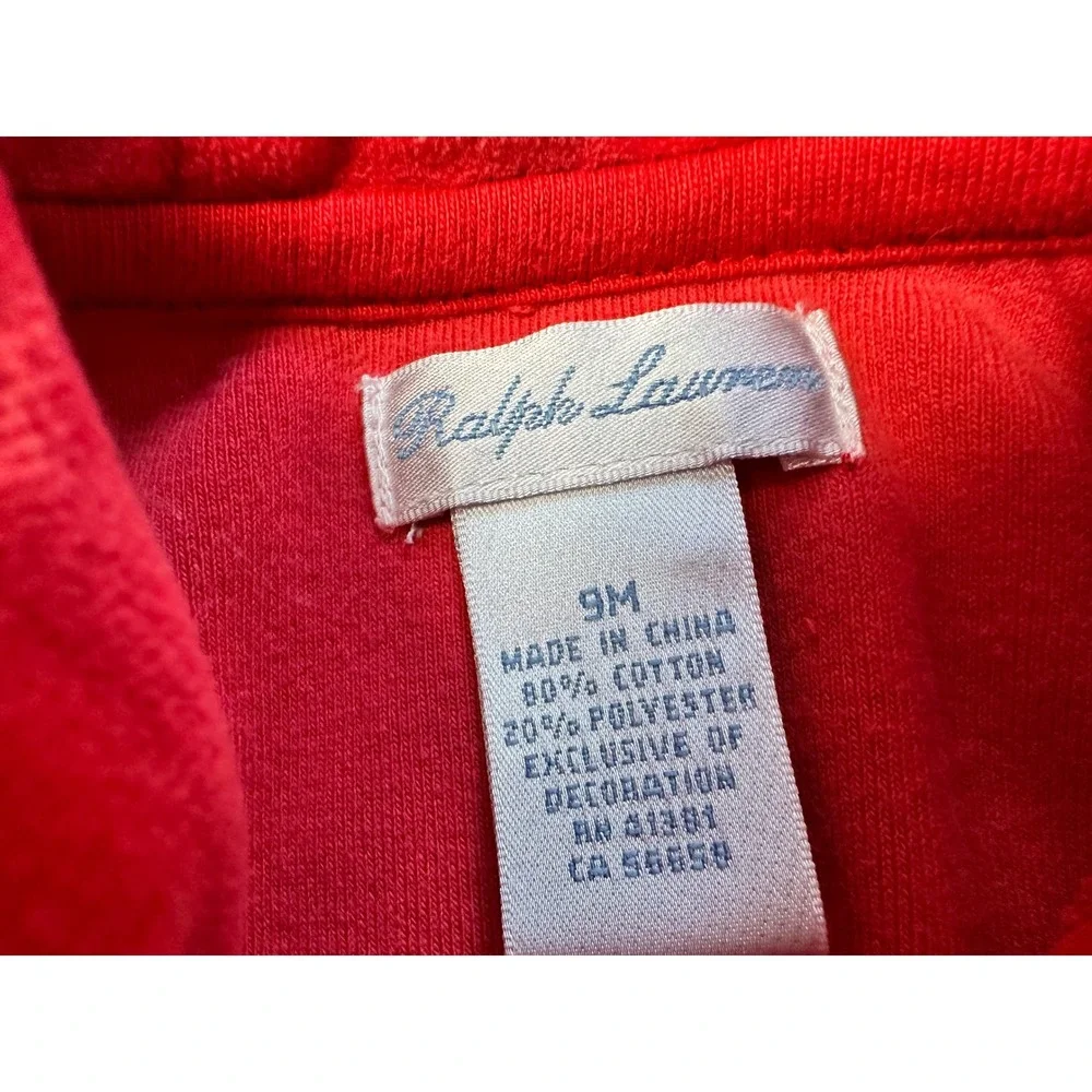 Ralph Lauren‎ Red Velour Footed Pajama Sleepers Baby 9M